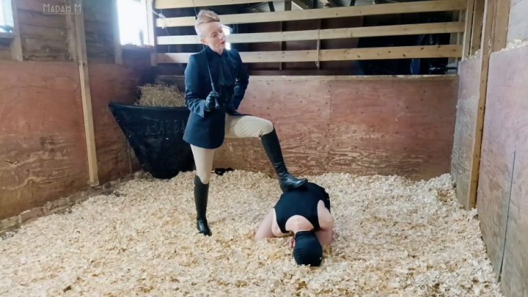 Madam M - Savage Stables Stomping dressage cropping skin scraping and humiliating beatdowns for the stable boy - Watch Online