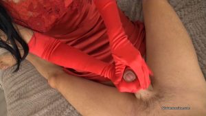 GloveMansion - Fetish Liza - Cum on my red satin gloves - Watch Online