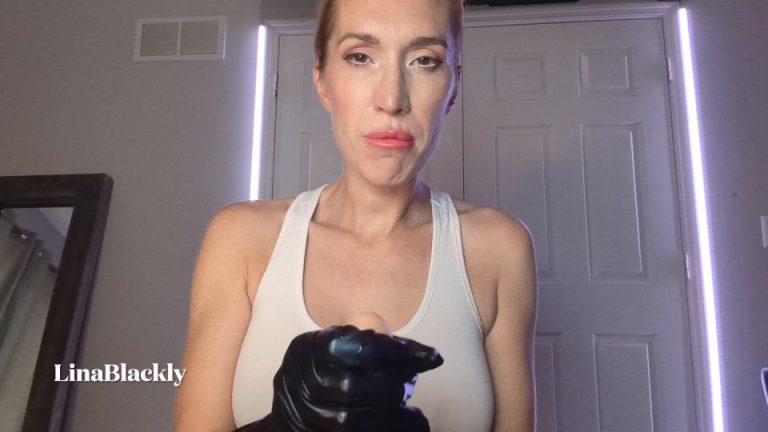 LinaBlackly - Gloved Mommy Jerks Your Cock - Watch Online