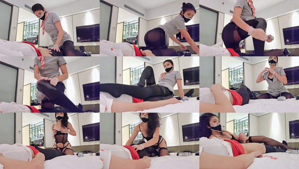 Hong Kong Mistress Jessica - Real Training - Black Silk Stewardess Slut, Squeezing Out Sperm Super Lewd