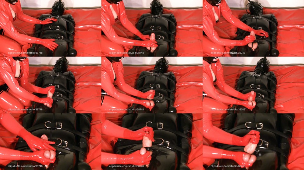 MY SLAVE HD Femdom Videos - Red Rubber Handjob