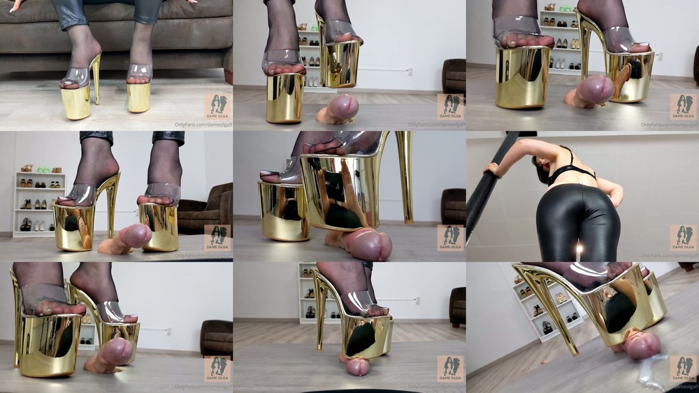 Dame Olgas Fetish Clips - Shoejob in Platform Mules on Trampling Table
