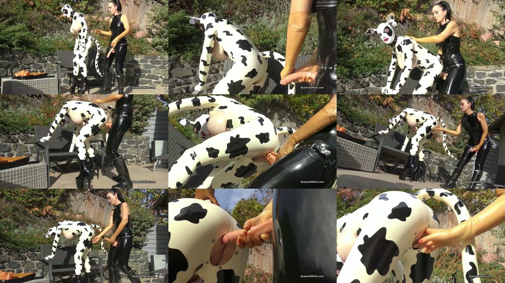 Queens of Kink - Fetish Liza and Natalie Goth TV - Latex cow inspected and fucked stage 2