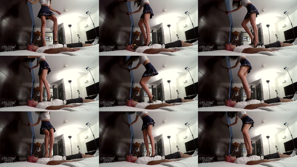 Object Crush Smother Trample Relief - Goblin Goddess Heels Trampling on Slave - Side View