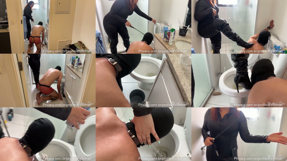 Evil Lohan aka Mistress Lohan - I Brought A House Slave To Clean My Friend’s Bathroom!