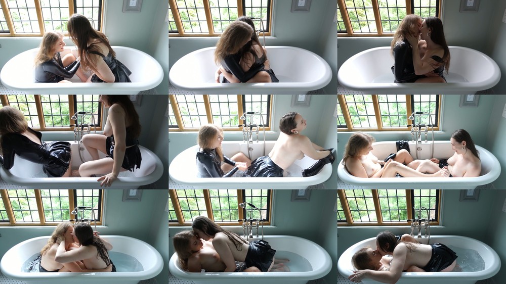 LATEXnCHILL - Latex Bathtime turns Thirsty [rubber lesbians kissing mak