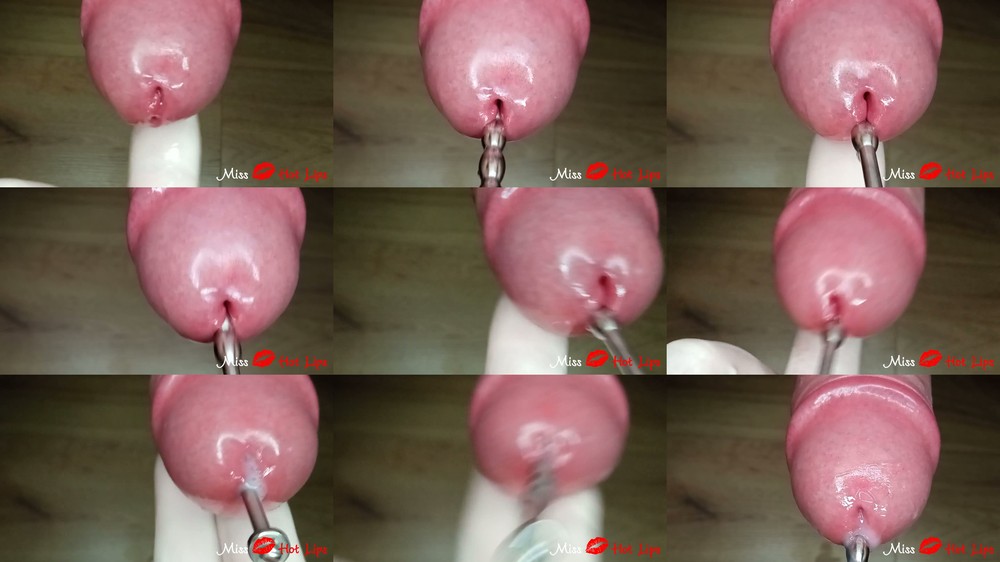 Miss Hot Lips - Close up amateur femdom ruined orgasm with urethral sounding. Frenulum stimulation