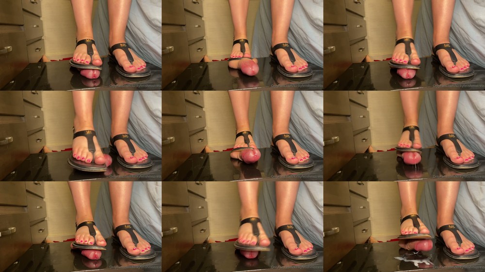 Kinky Fetish Mistress - I've flatten and rub his cock and balls with my flat sandals