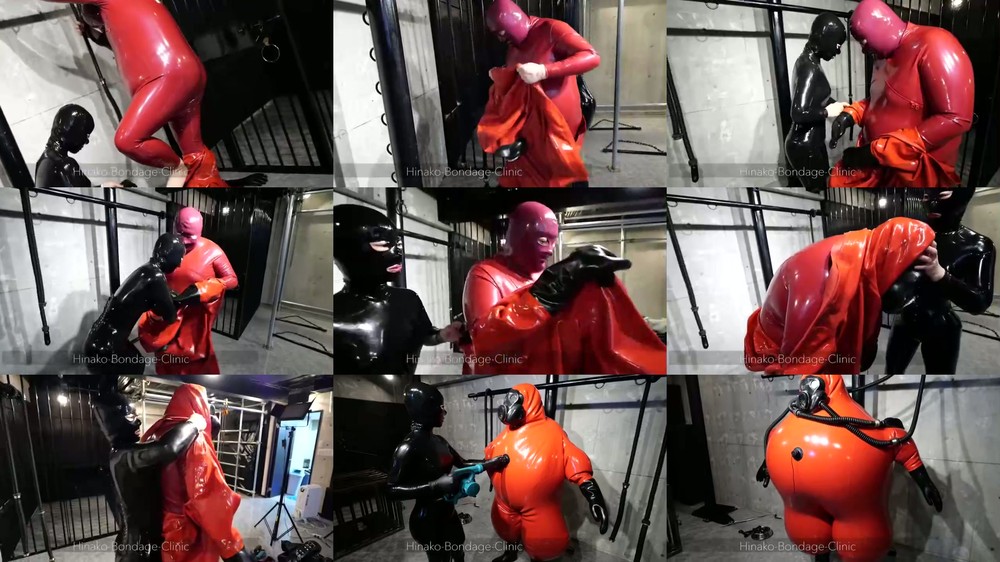 Mistress Hinako - Big Latex Man Struggles Into Md Latex Suit