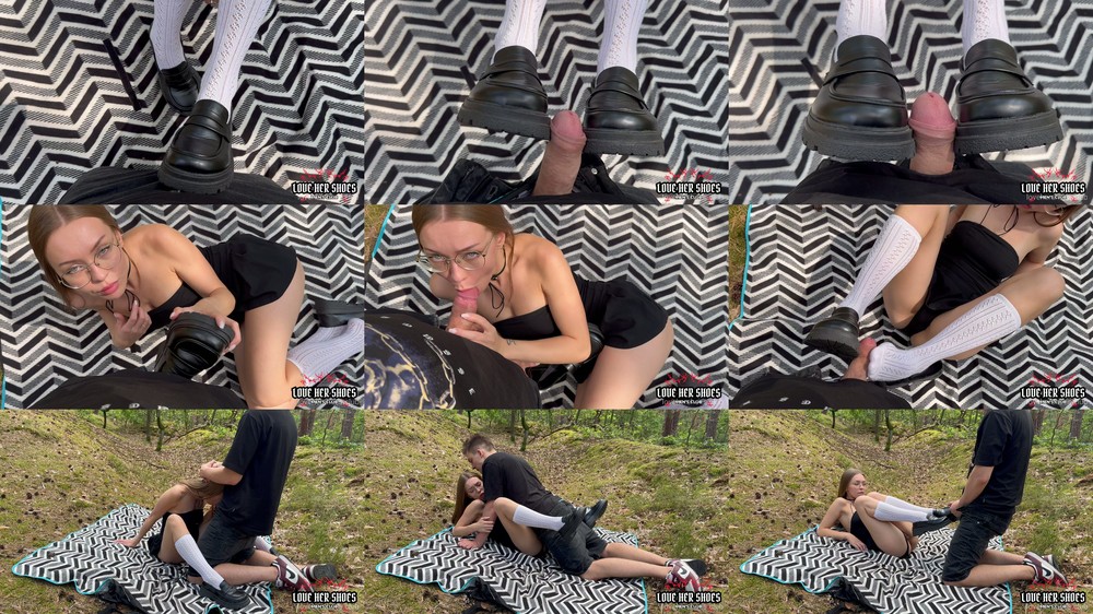 LoveHerShoes - Shoejob Blowjob And Fuck A Schoolgirl In The Forest