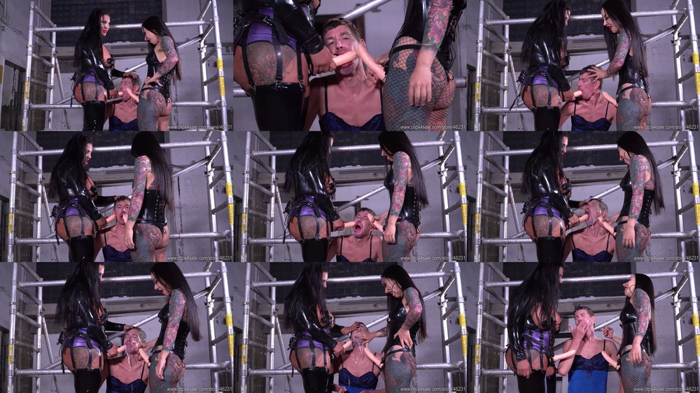 Strap On Bitch - Mistress Naelle and Mistress Youko - Bukkake