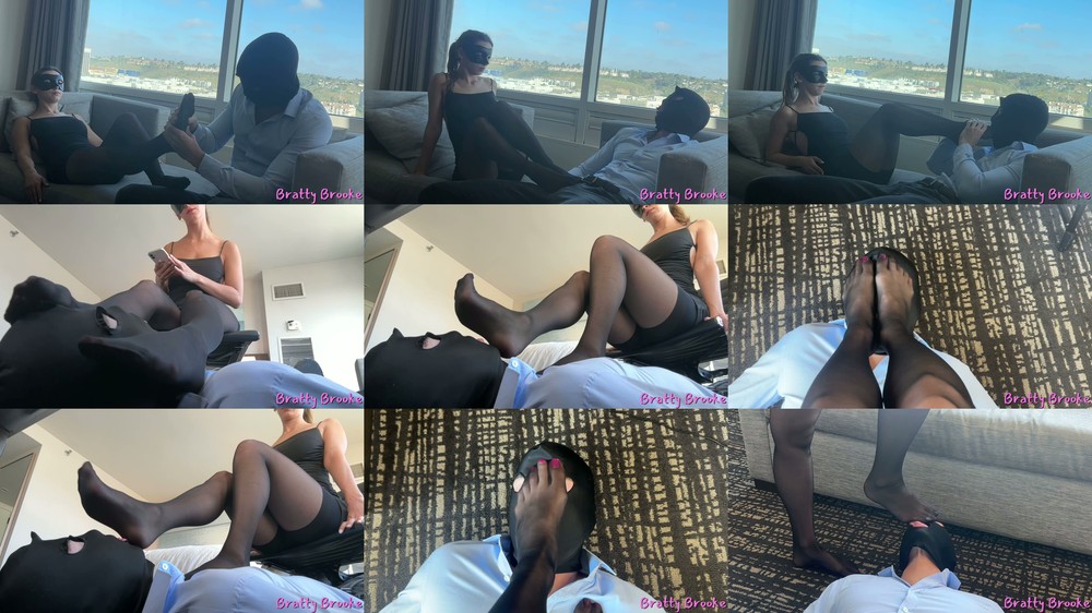 Bratty Brooke - Bratty Boss Uses Intern As Footstool In Office Nylons