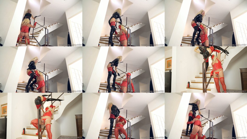 Strap On Bitch - Goddess Slavena - A Sissy In Red Get Mouth Fucked