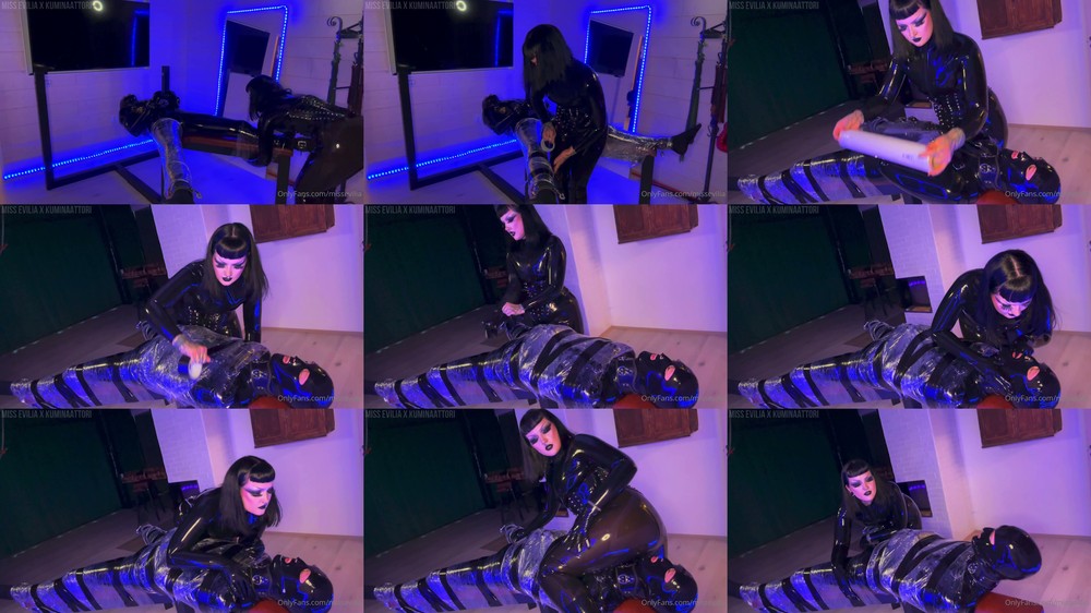 Miss Evilia Bathory - Plastic Wrap Mummification Tease Package Tight