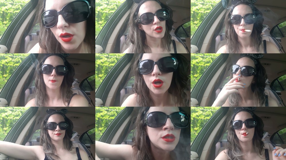 Sage Eldritch - Red Lipstick Cigarette Smoking Inhales and Exhales