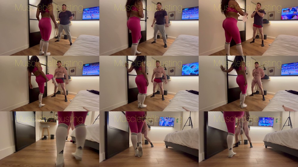 Muscle Ballbusting - Nicolasmusclebb - Black Barbie Hard Socked Ballbusting Initiation Angle2 002