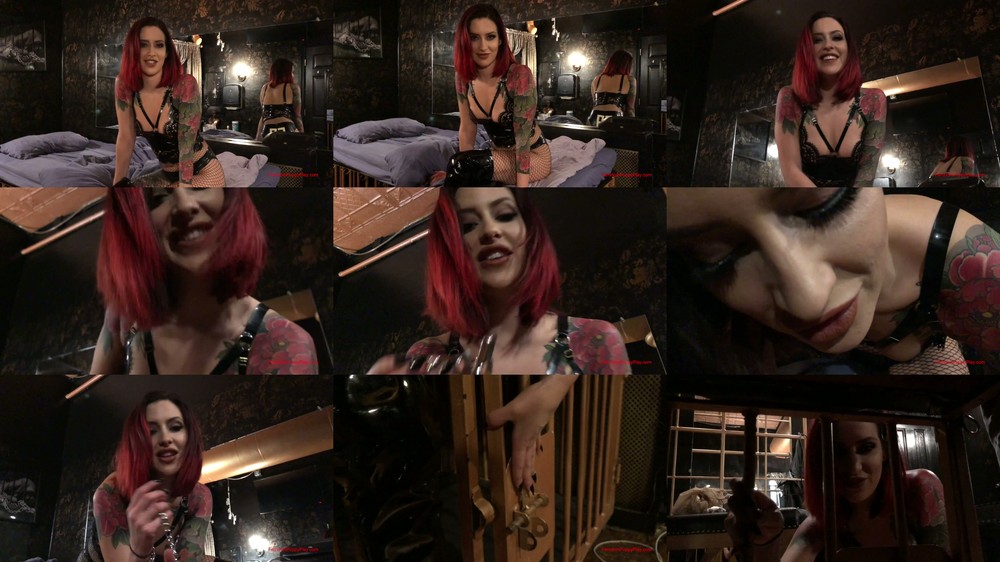 Femdom Puppy Play - Mistress Adreena Double Cages Her Hubby