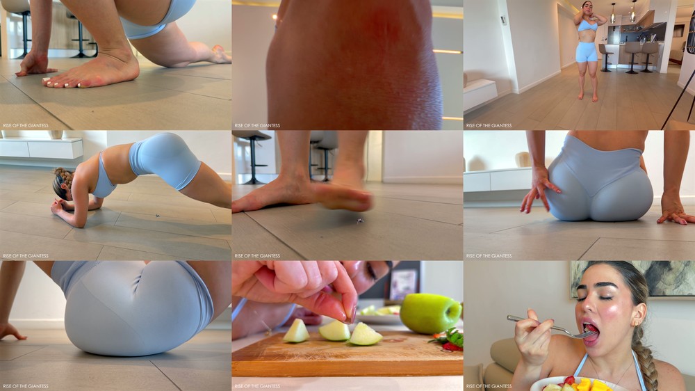 Rise Of The Giantess - YOGA makes me HUNGRY - 4K Giantess Gabi