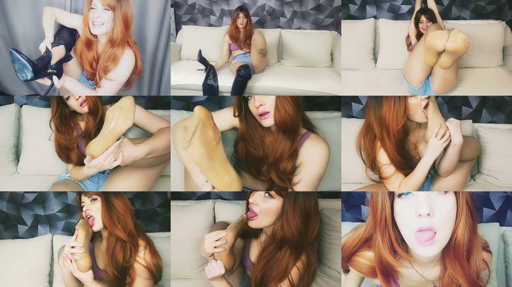 JuliaCrown - Lick and Spit Nylon Feet Worship