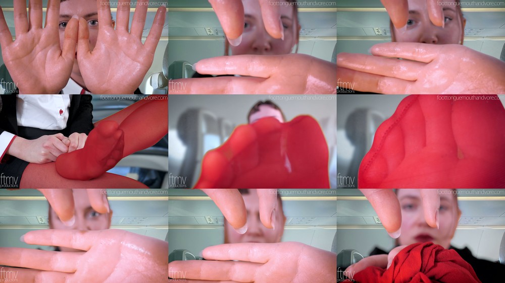 Foot Tongue Mouth And Vore - The Haughty Flight Attendant Sweaty Hands And Nylon Feet Over Mouth
