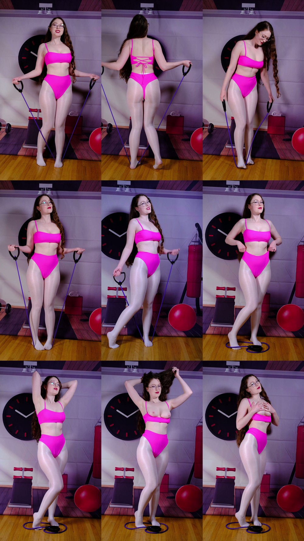 MadameBeatrix - 1980s Aerobic Gym Workout in Tights Pantyhose Thong