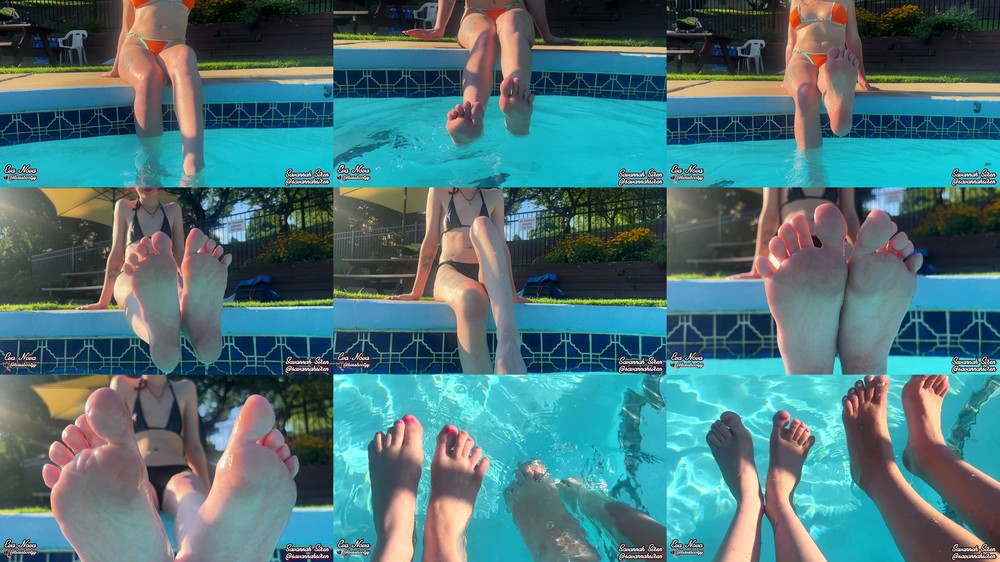SavannahxSiren - Goddess Savannah and Goddess Eva - Pervy Wet Soles Poolside Worship